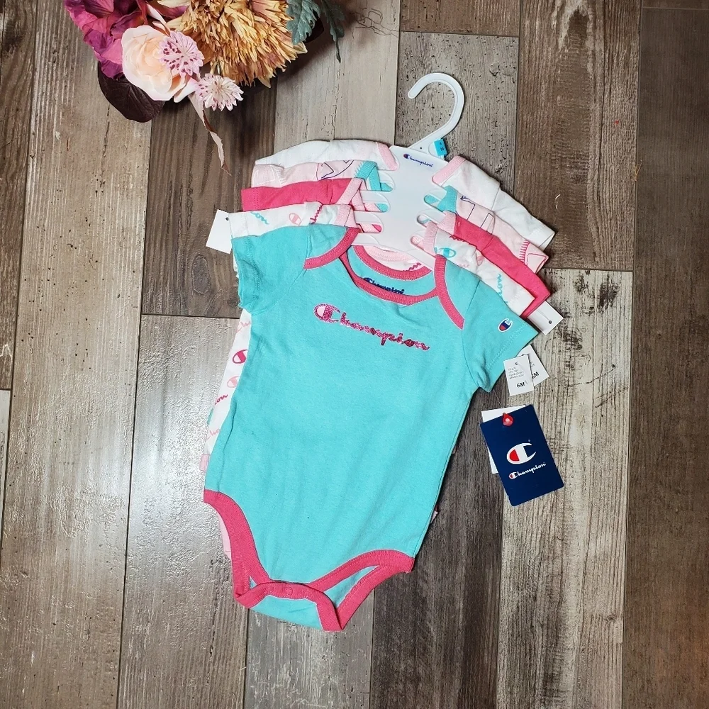 NWT Champion 6M Baby Girl 5pc Set Aruba Blue 5 Pack Matching Bundle
